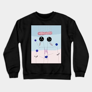 Kids and Feather Hats Stick Figure Crewneck Sweatshirt